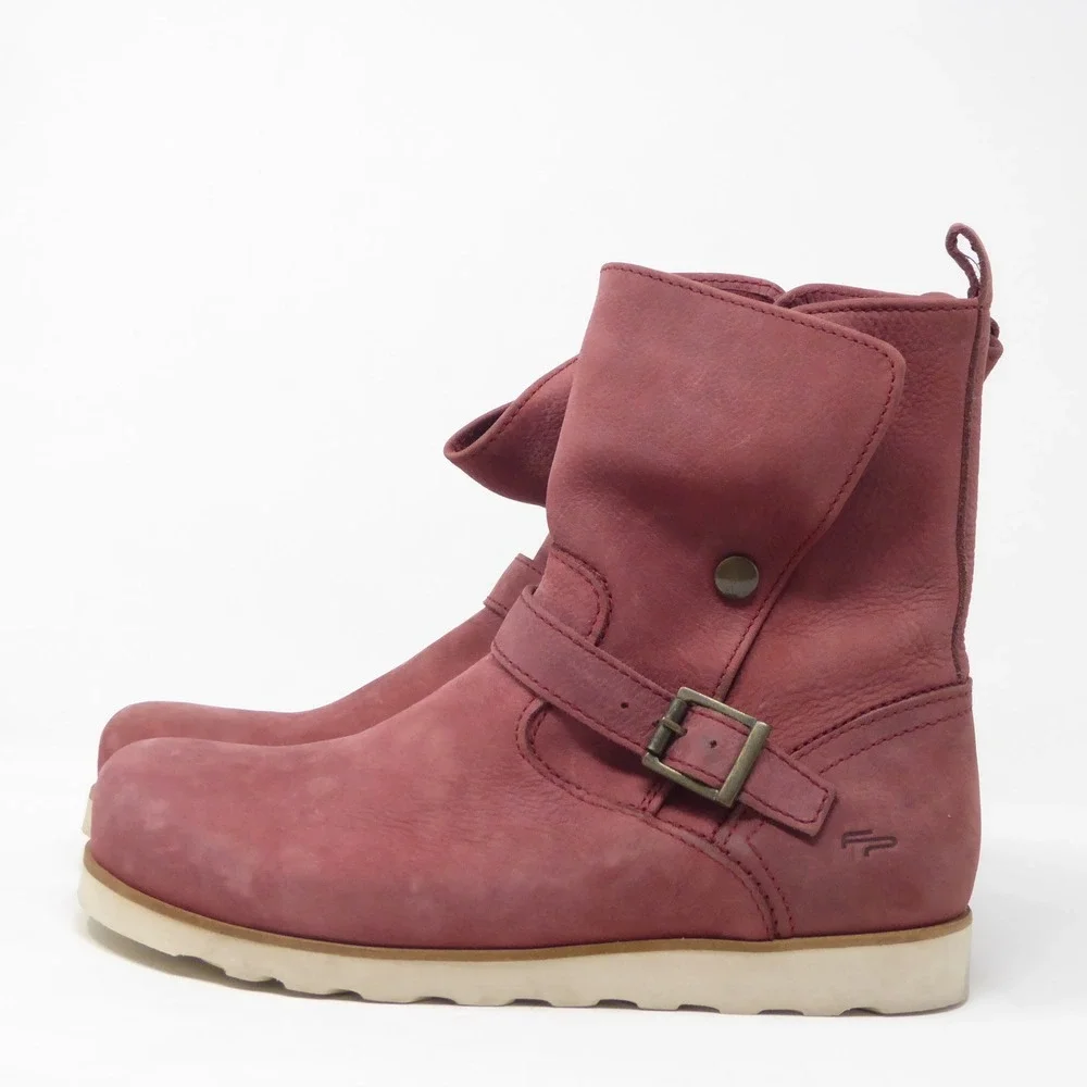 Birkenstock Magdala Footprints Mid Boot Burgundy Leather Buckle Strap 37 / 6